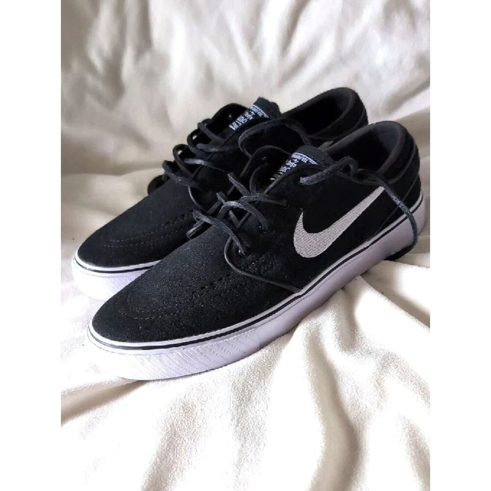 NIKE SB ZOOM JANOSKI OG+ BLACK WHITE Suede Sneaker Shoes Size 7